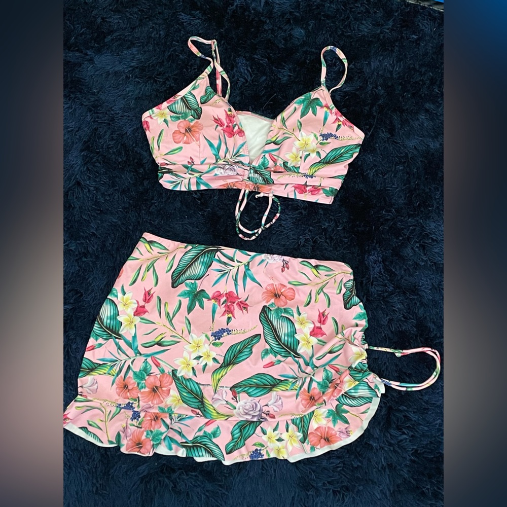 PINK FLORAL TANKINI 2XL SHEIN